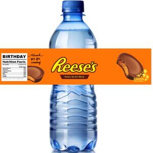 Custom Candy Birthday Water Bottle Labels, Peanut Butter Theme Party Decoration